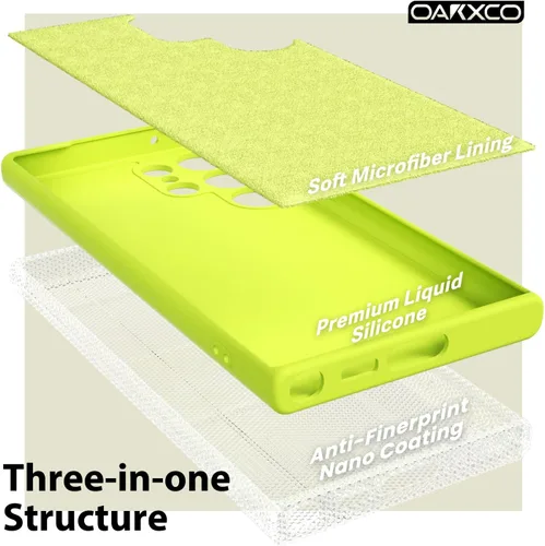 Miniatura 5 de oakxco para Samsung Galaxy S22 Ultra Funda de teléfono de silicona líquida, color sólido fluorescente brillante, cubierta protectora de goma TPU