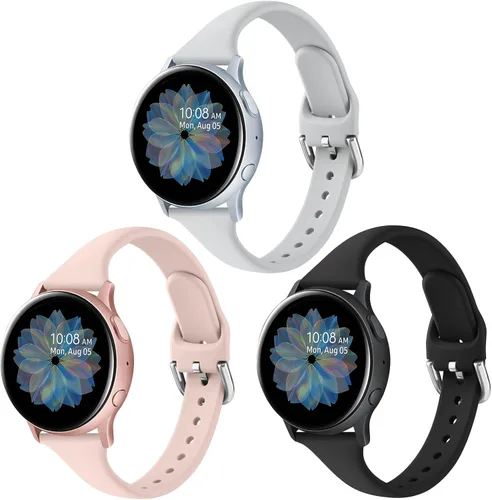 Miniatura 14 de Paquete de 3 correas deportivas delgadas para Samsung Galaxy Watch Active 2/Samsung Galaxy Active Watch de 1.575 pulgadas, 1.732 pulgadas, correas