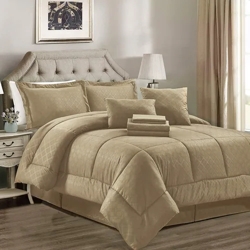 Miniatura 10 de JML - Juegos de edredón de ropa de cama de microfibra con fundas. Patrón bordado y acolchado de color sólido de lujo. Ideal para cualquier