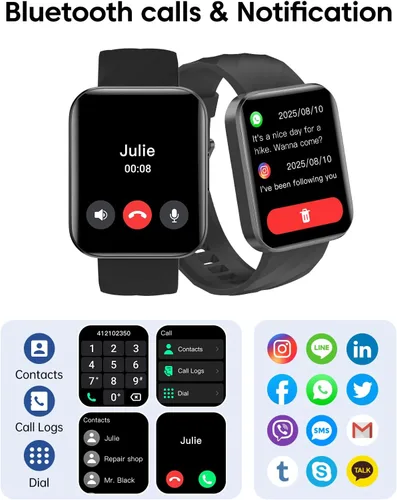 Miniatura 4 de Relojes inteligentes para mujeres y hombres con Bluetooth llamadas telefónicas compatibles con teléfonos iPhone/Android, monitor de ritmo cardíaco
