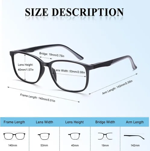 Miniatura 7 de BLOEXCLU Anteojos progresivos de lectura multienfoque para hombres y mujeres, con bloqueo de luz azul, con bisagra de resorte, diseño de dos tonos