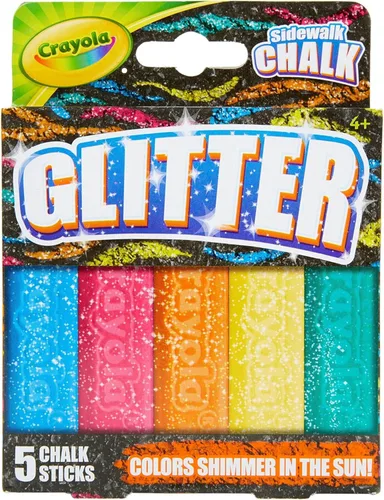 Crayola - Tizas para usar al aire libre, con purpurina, juguetes de verano, 5 unidades Multicolor