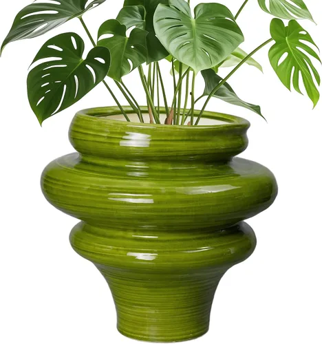 Miniatura 14 de Macetas de cerámica para plantas de 10.6 pulgadas, macetas de bonsái para plantas de interior con orificio de drenaje, maceta decorativa al aire