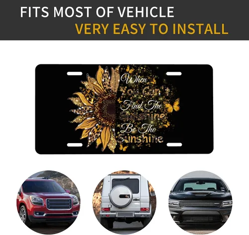 Miniatura 6 de Placa de matrícula frontal Be The Sunshine, placa decorativa de metal de aluminio para automóvil When You Can't Find The Sunshine, cubierta de Sé