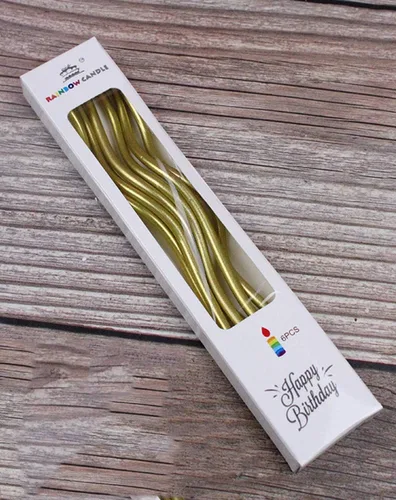 Miniatura 2 de Juego de velas de cumpleaños Twisty, velas metálicas coloridas de bobina rizada, juego de velas largas y delgadas para boda, suministros para Dorado