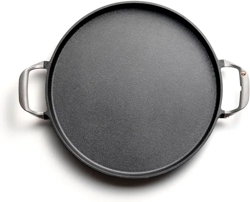 Miniatura 3 de Outset Paella para parrilla y bandeja para pizza profunda, sartén de hierro fundido con asas, 18.15 x 14.11 x 1.25 pulgadas