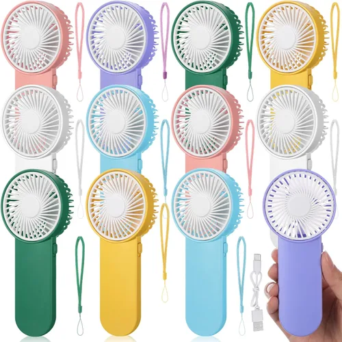 Miniatura 49 de Sumind 6 unidades de pequeño ventilador portátil personal pequeño a granel de 1 velocidad eléctrico lindo alimentado por batería para el cuello