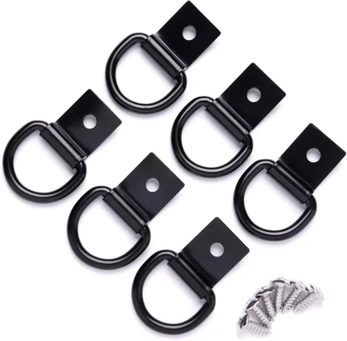 Miniatura 10 de 6 ganchos de anclaje de acero con anillo en D para sujeción, anillos de amarre resistentes de acero recubierto de zinc de 1/4 pulgadas para anclajes