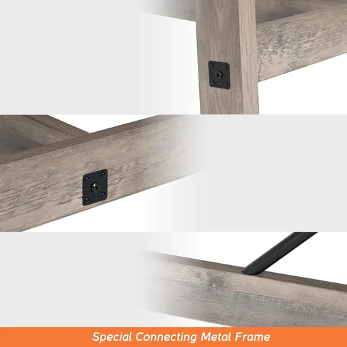 Miniatura 4 de WAMPAT Mesa de comedor de granja de 67.7 pulgadas para 4-6 personas, mesa de cocina rectangular moderna de madera con patas de madera resistentes