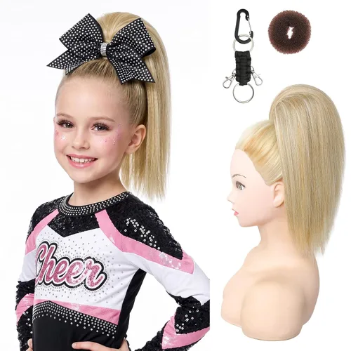 Miniatura 12 de SEIKEA Pieza de Cabello de Cola de Caballo para Porristas, 10" Lisa Resistente a los Enredos Suave Rubio Natural Extensión de Cola de Caballo