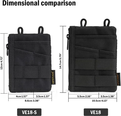 Miniatura 6 de VIPERADE VE18-S Bolsa pequeña EDC, organizador de bolsillo EDC mini para hombres, organizador de bolsillo EDC, bolsa multiherramienta con 3 ranuras