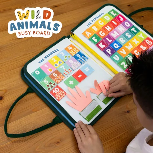 Miniatura 9 de BONNYCO Tablero Ocupado para Animales de 1 Año. Libro Ocupado Montessori para Niños Pequeños 1-3 2-4, Libro Silencioso de Fieltro para Bebé.