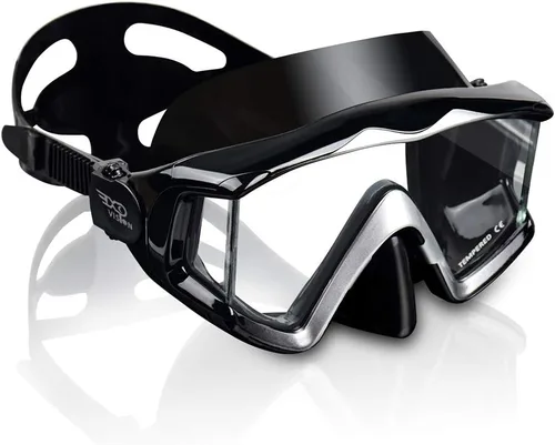 Miniatura 9 de Máscara de buceo Pano 3 para adultos, máscara de esnórquel de vidrio templado, máscara de natación antivaho sin fugas, gafas de natación con Negro