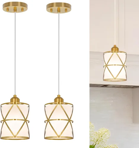Miniatura 12 de DSMJFU - Paquete de 2 luces colgantes negras, iluminación colgante ajustable de vidrio transparente moderno para cocina, isla, dormitorio, baño