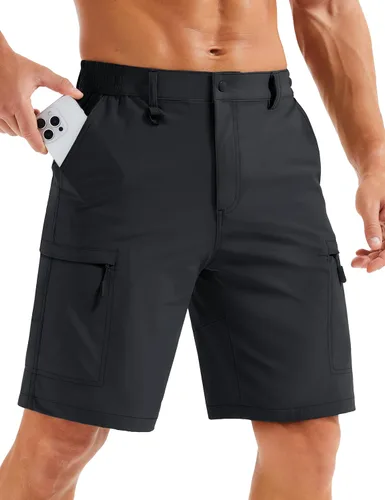 Miniatura 15 de MAGCOMSEN Men's Hiking Cargo Shorts Quick Dry Lightweight 9" Golf Shorts Summer Casual Work Outdoor with 5 Zipper Pockets