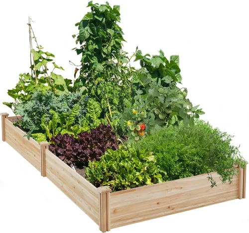 Miniatura 11 de Yaheetech Cama de jardín elevada de madera para horticultura de 8 x 2 pies, caja de plantación elevada divisible para flores/vegetales en patio