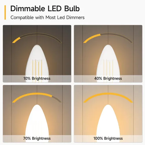 Miniatura 4 de SHINESTAR Bombillas LED regulables para candelabro E12, equivalente a 60 W, bombillas de araña vintage B11 de 5.5 W, 2700 K blanco cálido, lámpara