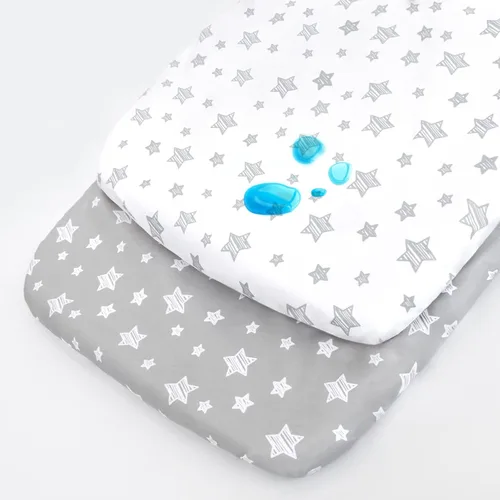 Paquete de 2 sábanas impermeables para moisés, compatibles con cuna Graco Travel Lite, suaves y transpirables, 31 x 21 pulgadas