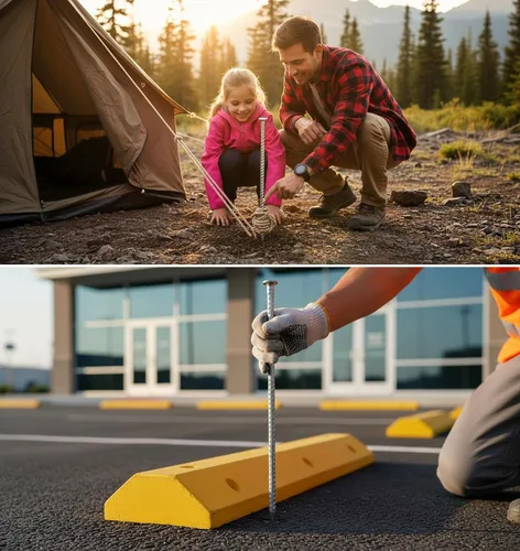 Miniatura 4 de Estacas de metal de 16 pulgadas para asfalto de 1/2 pulgada de diámetro, 6 estacas de tierra resistentes para golpes de velocidad, soporte de barra