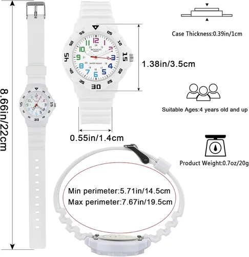 Miniatura 2 de Reloj analógico para niños, resistente al agua, para enseñar el tiempo, para niños y niñas, correa suave para aprender