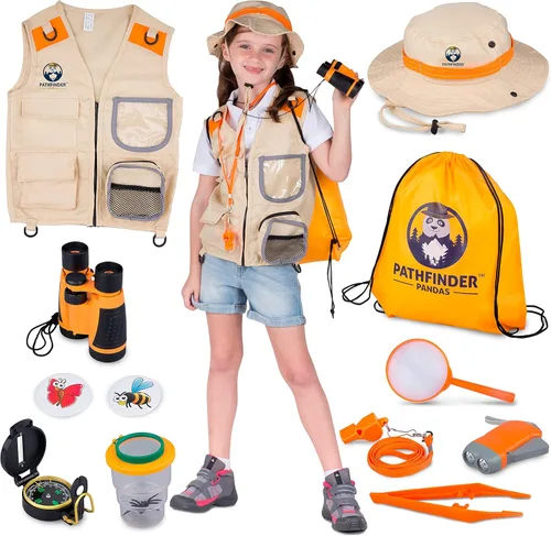 Miniatura 11 de Kit de explorador para niños con chaleco de safari, sombrero y más – Kit de captura de insectos para niños con guía de aventuras y búsqueda