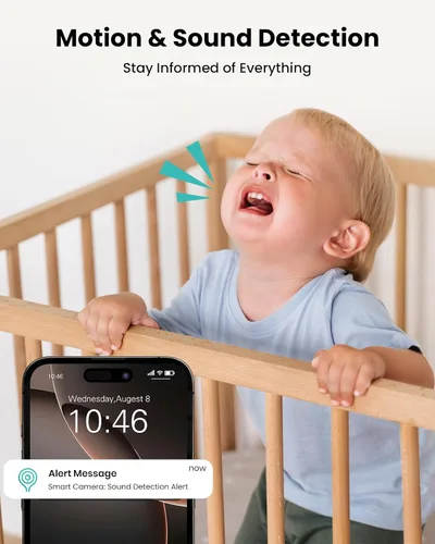 Miniatura 6 de Cámara de seguridad 3K para interiores, paquete de 2, cámara WiFi panorámica/inclinación de 360° para seguridad del hogar, cámara de 2.4/5GHz