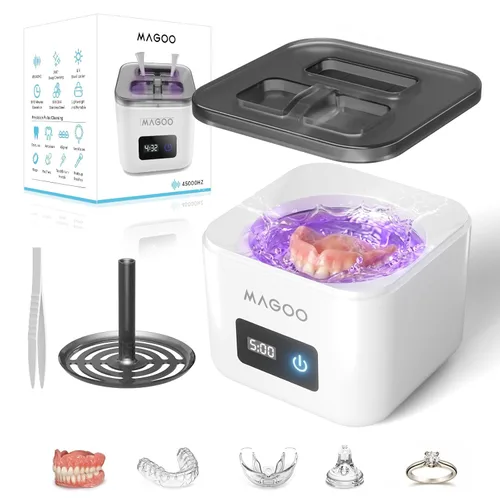 Máquina limpiadora ultrasónica de retenedores, limpiador de dentaduras para alineadores, protectores nocturnos, protectores bucales, cabezales de