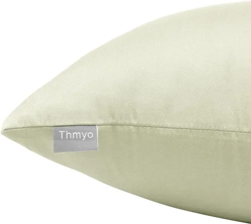 Miniatura 6 de Thmyo - Paquete de 4 fundas de almohada decorativas de 100 % algodón para lumbar, cómodas, sólidas, para Navidad/Halloween, fundas de cojín Blanco