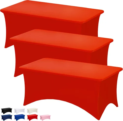 Miniatura 37 de Fixwal Paquete de 3 Manteles Negros para Mesas Rectangulares de 6 Pies, Manteles Rectangulares Elásticos de Spandex Ajustables de 6 Pies