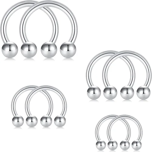 Miniatura 18 de D.Bella Anillos de herradura para el tabique de nariz de acero quirúrgico 16G 18G 20G Joyería de piercing para nariz, cartílago, hélix, tragus, aro