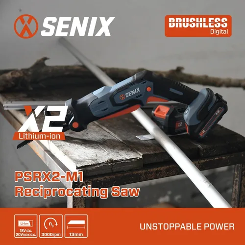 Miniatura 4 de SENIX PSRX2-M1-0 X2 20 Volt Max* Sierra alternativa compacta de 1/2 pulgada, velocidad variable, 2800 SPM máximo, abrazadera de hoja sin