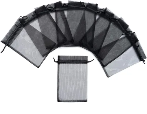 Miniatura 4 de Volanic 100 bolsas de organza transparente de 4 x 6 pulgadas, bolsa de regalo para joyas, fiestas, regalos de boda Negro