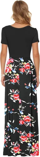 Miniatura 5 de Auselily - Vestidos de mujer, largos, manga corta, holgados, de estilo sencillo e informal