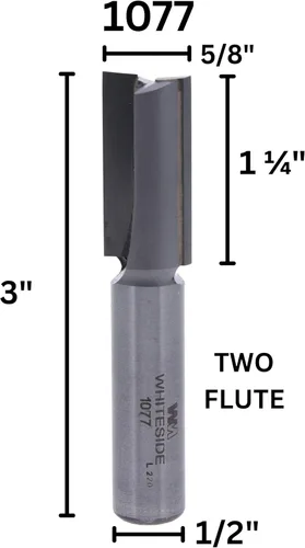 Miniatura 2 de Whiteside Brocas de enrutador 1077 con diámetro de corte de 5/8 pulgadas y longitud de corte de 1-1/4 pulgadas