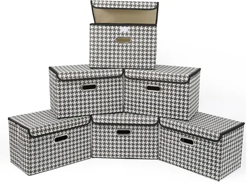 Miniatura 32 de STOREONE Contenedores de Almacenamiento de Tela en Forma de Cubo Plegables, Organizador Contenedor Cesta Plegable con Tapas y Asas de Metal