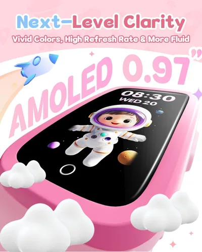 Miniatura 3 de Reloj de seguimiento de actividad para niños con pantalla Amoled, rastreador de actividad sin necesidad de teléfono, monitor de frecuencia cardíaca