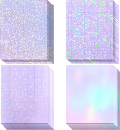 Miniatura 10 de 36 hojas de láminas laminadas holográficas transparentes, papel adhesivo autoadhesivo para papel adhesivo, láminas de vinilo transparentes