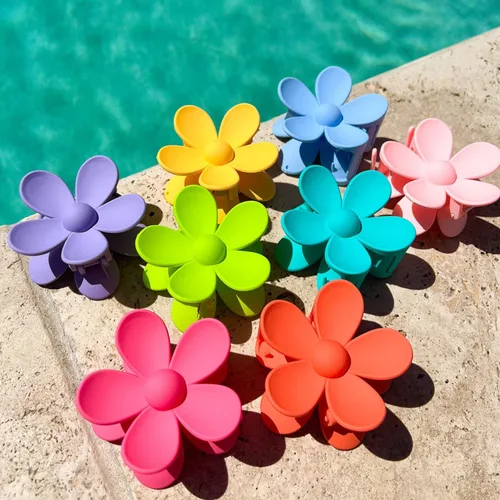 Miniatura 3 de Pinzas para el cabello de flores, 8 unidades, pinzas grandes para mujeres y niñas, cabello grueso y delgado, agarre fuerte, antideslizante, gran