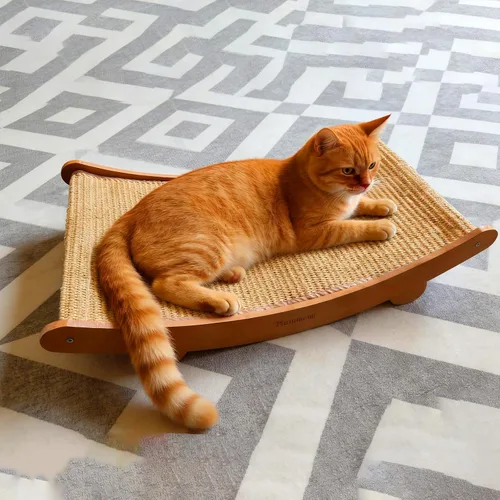 Cama rascador de sisal para gatos, hamaca de madera de haya, almohadilla para arañazos para gatos, juguete para gatos de interior, poste rascador