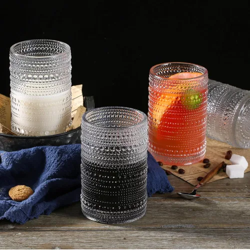 Miniatura 7 de Consou - Juego de 6 vasos grandes de 15 onzas, cristalería de hobnail con base pesada de vidrio grueso Vidrio de bola alta hobnail