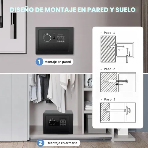 Miniatura 4 de Caja fuerte digital electrónica para dinero, caja de seguridad de acero con teclado, para oficina, hotel, negocios, joyería, pistola, caja fuerte
