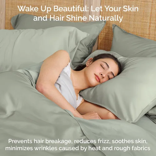 Miniatura 5 de Juego de sábanas de bambú de viscosa tamaño Queen, 4 piezas, ropa de cama refrescante para personas que duermen con calor con tecnología que absorbe