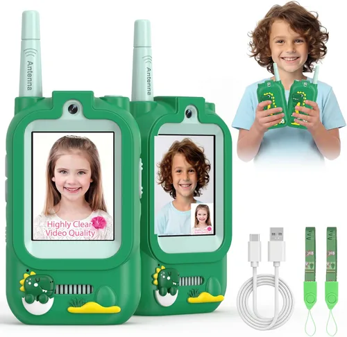 Miniatura 8 de Walkie Talkies para niños, paquete de 2, radios bidireccionales recargables de largo alcance, juguetes para niños y niñas de 3 a 5 años, aventura al