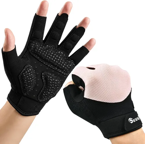 Miniatura 9 de Seektop Guantes de entrenamiento transpirables para mujeres y hombres, guantes gruesos acolchados para levantamiento de pesas, protección completa