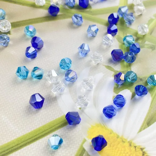 Miniatura 3 de 1000 cuentas de cristal bicono de 0.157 pulgadas mezcla de cristal AB azul a granel cuentas facetadas para collares, pulseras, aretes, manualidades