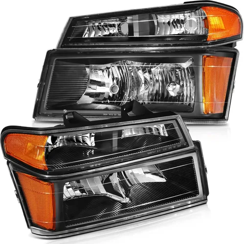 Miniatura 16 de Conjunto de faros delanteros para Chevy Avalanche 1500 2003-2006 para Avalanche 2500 03-06 para 1500 Classic 2007 carcasa negra reflector ámbar
