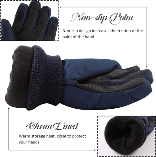 Miniatura 4 de JANGANNSA Guantes de esquí de invierno para niños y niñas, guantes de nieve para clima frío, guantes de esquí y snowboard impermeables con forro