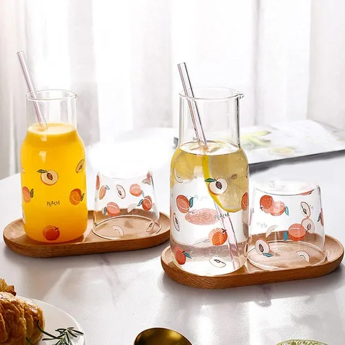 Miniatura 4 de Juego de jarras de agua de noche de cristal transparente, jarra y taza de noche