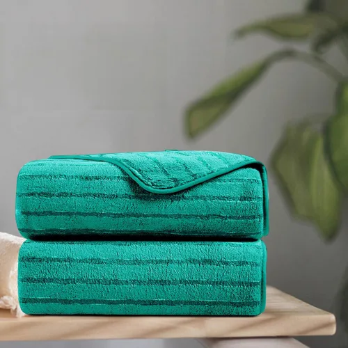 Miniatura 18 de Juego de 8 toallas de baño grandes a rayas estilo cabana color verde militar - Sábana de baño extragrande - 2 toallas de baño, 2 toallas de mano, 4