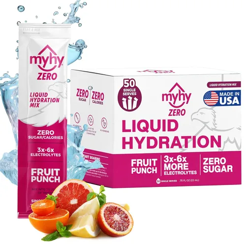 Miniatura 10 de MyHy ZERO - Paquetes de hidratación líquida – Mezcla de bebidas con electrolitos, paquetes hidratantes líquidos con electrolitos para hidratación